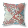 Homeroots 26 in. Boho Floral Indoor & Outdoor Throw Pillow Red & Blue 413888